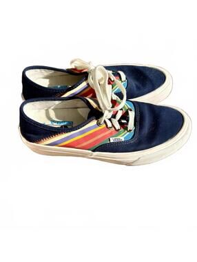 Vans Authentic Sf Retro Stripes Dress Blues Canvas Shoes | Women's Size 7.5
